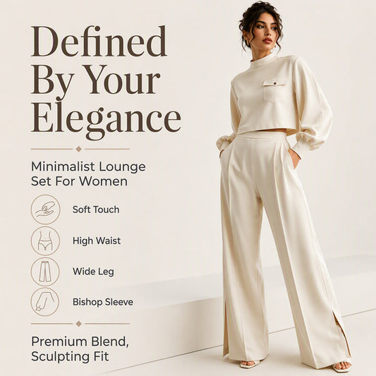 ⌛Limited-Time Offer-Women's Casual Cropped Top & Wide Leg Pants Set