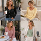 🍂Women's Casual Round Neck Pointelle Long Sleeve Top– Elegant Relaxed Fit For Effortless Everyday Style 🤍