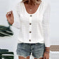 🍂Women's Casual Round Neck Pointelle Long Sleeve Top– Elegant Relaxed Fit For Effortless Everyday Style 🤍