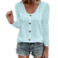 🍂Women's Casual Round Neck Pointelle Long Sleeve Top– Elegant Relaxed Fit For Effortless Everyday Style 🤍