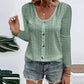 🍂Women's Casual Round Neck Pointelle Long Sleeve Top– Elegant Relaxed Fit For Effortless Everyday Style 🤍