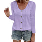 🍂Women's Casual Round Neck Pointelle Long Sleeve Top– Elegant Relaxed Fit For Effortless Everyday Style 🤍