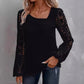 🌸Women's Cutout Lace Patchwork Long-Sleeve Top – Elegant Cutout Detail For Effortless Feminine Style 🤍
