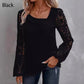 🌸Women's Cutout Lace Patchwork Long-Sleeve Top – Elegant Cutout Detail For Effortless Feminine Style 🤍