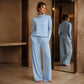 ☁️Women's Turtleneck Top & Wide-Leg Pants Set – Elegant Two-Piece Outfit For Cosy Everyday Style✨