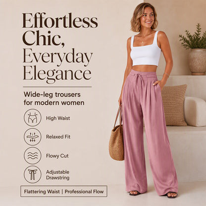 ⌛Limited-Time Offer✨Women's Casual Flowy Pleated Wide-Leg Pants – Flowy Relaxed Fit Pants For Effortless Everyday Elegance🤍