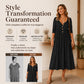 🌸Hot Sale 50% OFF💖Women's V-Neck Button Pleated Dress – Elegant Flowy Midi Dress For Effortless Everyday Style🤍