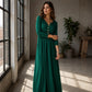🌸Hot Sale 50% OFF💖Women's V-Neck Button Pleated Dress – Elegant Flowy Midi Dress For Effortless Everyday Style🤍