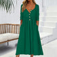 🌸Hot Sale 50% OFF💖Women's V-Neck Button Pleated Dress – Elegant Flowy Midi Dress For Effortless Everyday Style🤍
