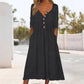 🌸Hot Sale 50% OFF💖Women's V-Neck Button Pleated Dress – Elegant Flowy Midi Dress For Effortless Everyday Style🤍