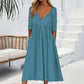 🌸Hot Sale 50% OFF💖Women's V-Neck Button Pleated Dress – Elegant Flowy Midi Dress For Effortless Everyday Style🤍