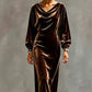 ⌛Limited-Time Offer-Women's Elegant Velvet Cowl Neck Dress – Luxe Soft Texture With Flattering Feminine Silhouette 🤍