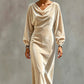 ⌛Limited-Time Offer-Women's Elegant Velvet Cowl Neck Dress – Luxe Soft Texture With Flattering Feminine Silhouette 🤍
