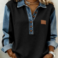 ⏰Last Day Sale 55% Off 💃 Women’s Denim Patchwork Lapel Long-Sleeve Shirt