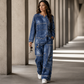🎨 💙 Women's Long Sleeve Top & Wide Leg Pants Set