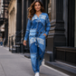 🎨 💙 Women's Long Sleeve Top & Wide Leg Pants Set