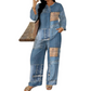 🎨 💙 Women's Long Sleeve Top & Wide Leg Pants Set