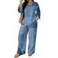 🎨 💙 Women's Long Sleeve Top & Wide Leg Pants Set