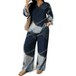 🎨 💙 Women's Long Sleeve Top & Wide Leg Pants Set