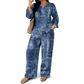 🎨 💙 Women's Long Sleeve Top & Wide Leg Pants Set