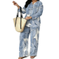 🎨 💙 Women's Long Sleeve Top & Wide Leg Pants Set