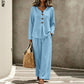 ⏰Last Day Sale 50% Off 💃 Women's V-Neck Long Sleeve Top & Wide-Leg Pants Set