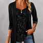 💞Women's Sequin Patchwork Mock Two-Piece Top – Sparkle With Effortless Style👚