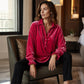 ⏰Last Day Sale 50% Off 💃 Women's Velvet Long Sleeve Button Down Collar Shirt