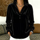 ⏰Last Day Sale 50% Off 💃 Women's Velvet Long Sleeve Button Down Collar Shirt