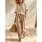✨ Women's Casual Striped Two Piece Wide Leg Pants Set – Effortless Style, All-Day Comfort