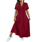 👗 Women's Casual Solid Color Zipper Maxi Dress – Effortless Elegance Meets Everyday Comfort