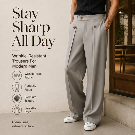 👖 Men's Straight Leg Wrinkle Resistant Pants – Smart Style Without the Fuss