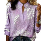 👚 Women's Printed V-Neck Long Sleeve Pullover Casual Top – Easy Style, Everyday Comfort