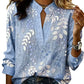 👚 Women's Printed V-Neck Long Sleeve Pullover Casual Top – Easy Style, Everyday Comfort
