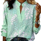 👚 Women's Printed V-Neck Long Sleeve Pullover Casual Top – Easy Style, Everyday Comfort