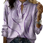 👚 Women's Printed V-Neck Long Sleeve Pullover Casual Top – Easy Style, Everyday Comfort