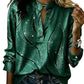 👚 Women's Printed V-Neck Long Sleeve Pullover Casual Top – Easy Style, Everyday Comfort