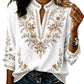 👚 Women's Printed V-Neck Long Sleeve Pullover Casual Top – Easy Style, Everyday Comfort