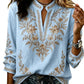 👚 Women's Printed V-Neck Long Sleeve Pullover Casual Top – Easy Style, Everyday Comfort