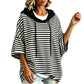 👚Women Loose Striped Hooded Pullover Casual 3/4 Sleeve Hoodie – Effortless Comfort for Everyday Style