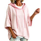 👚Women Loose Striped Hooded Pullover Casual 3/4 Sleeve Hoodie – Effortless Comfort for Everyday Style