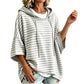 👚Women Loose Striped Hooded Pullover Casual 3/4 Sleeve Hoodie – Effortless Comfort for Everyday Style