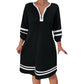 👗Women's Casual Striped Half-Zip Long Sleeve Dress – Effortless Style Meets Everyday Comfort