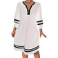👗Women's Casual Striped Half-Zip Long Sleeve Dress – Effortless Style Meets Everyday Comfort