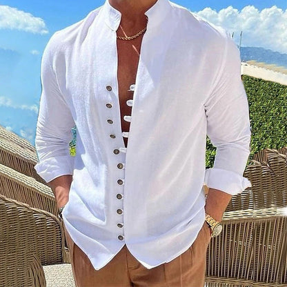 👔Men's Casual Stand Collar Long Sleeve Shirt – Effortless Style for Every Day
