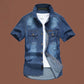 💙 Men's Casual Denim Short Sleeve Shirt – Classic Denim, Easy Everyday Style