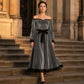 ✨ Women’s Off-Shoulder Velvet Midi Dress – Elegant Style Meets Luxe Comfort