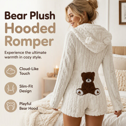 🧸Women’s Plush Hooded Long Sleeve Romper – Cozy Comfort You’ll Want to Live In