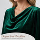 ✨ Women's Velvet Cowl Neck Long Sleeve Top – Soft Luxury Meets Effortless Elegance