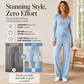👚 Women's V-Neck Long-Sleeve Top & Wide-Leg Pants Set – Effortless Autumn Elegance
